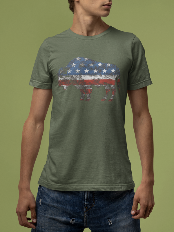 Buffalo t-shirt, Patriotic t-shirt, Bison t-shirt, Western t-shirt, Vintage Rodeo t-shirt