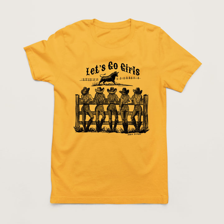 Women's Western T-Shirt | Let's Go Girls | Bull Rodeo Cowgirl Design