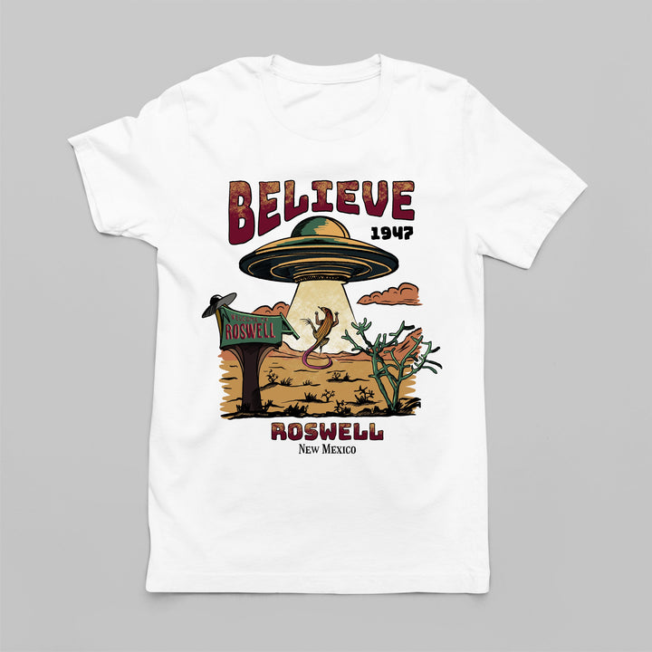 UFO T-Shirt - Believe Roswell New Mexico 1947