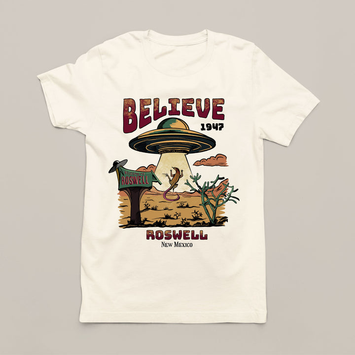 UFO T-Shirt - Believe Roswell New Mexico 1947