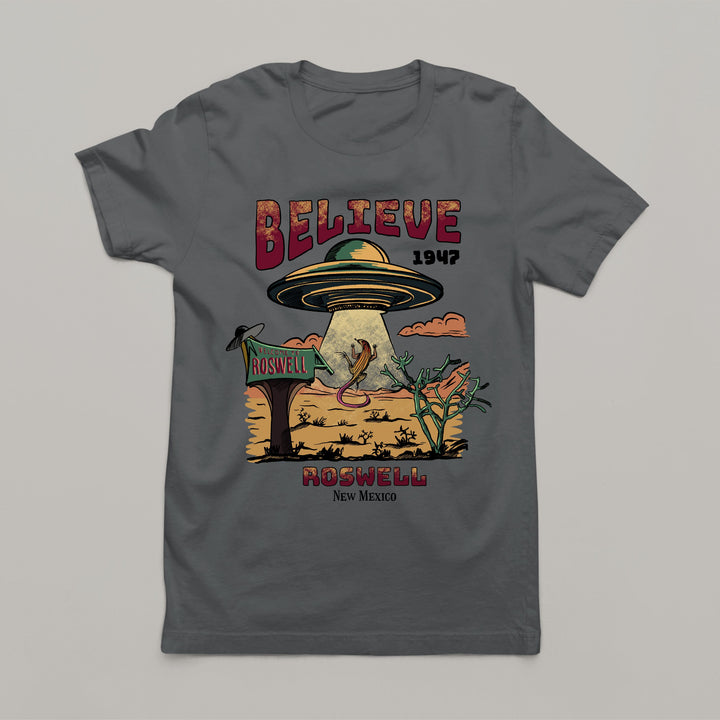 UFO T-Shirt - Believe Roswell New Mexico 1947