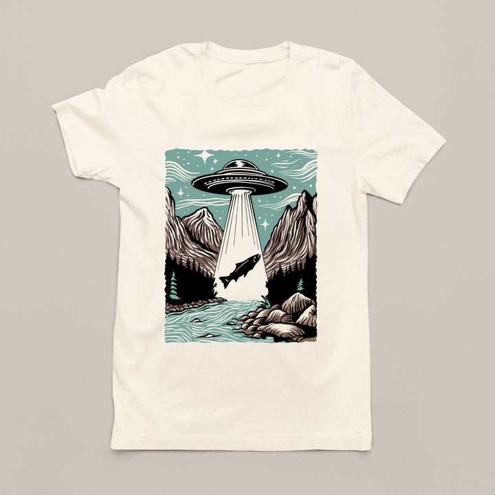 T-Shirt - UFO Abducting Trout Design