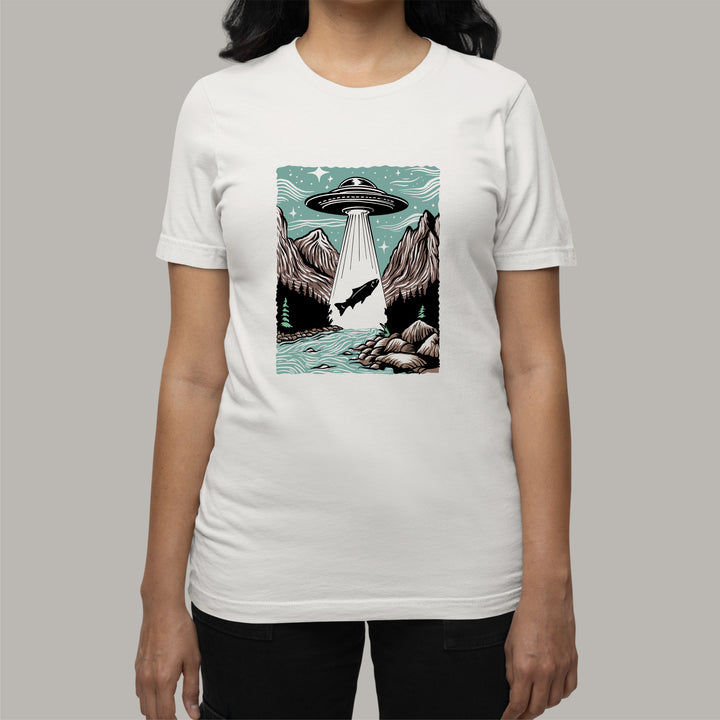 T-Shirt - UFO Abducting Trout Design