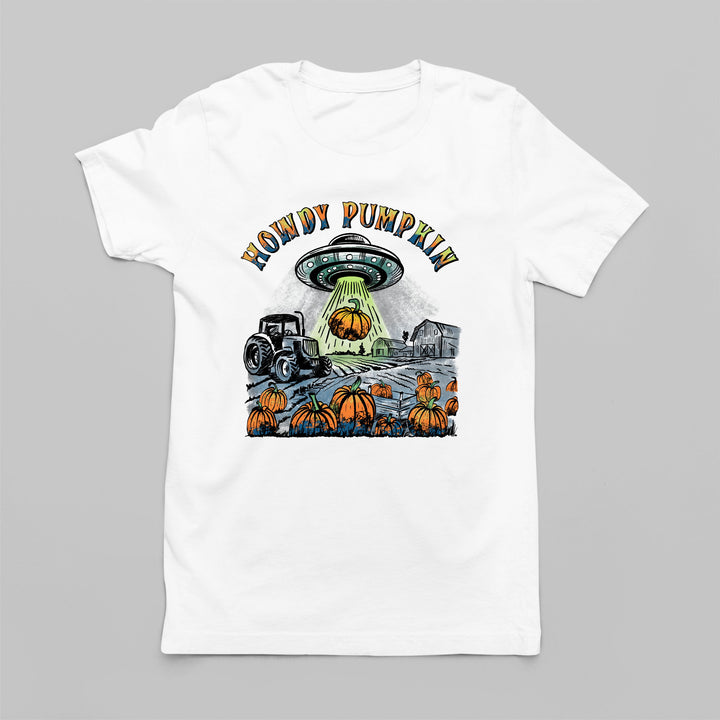 Fall T-Shirt - Howdy Pumpkin UFO Design