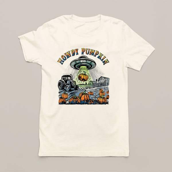 Fall T-Shirt - Howdy Pumpkin UFO Design