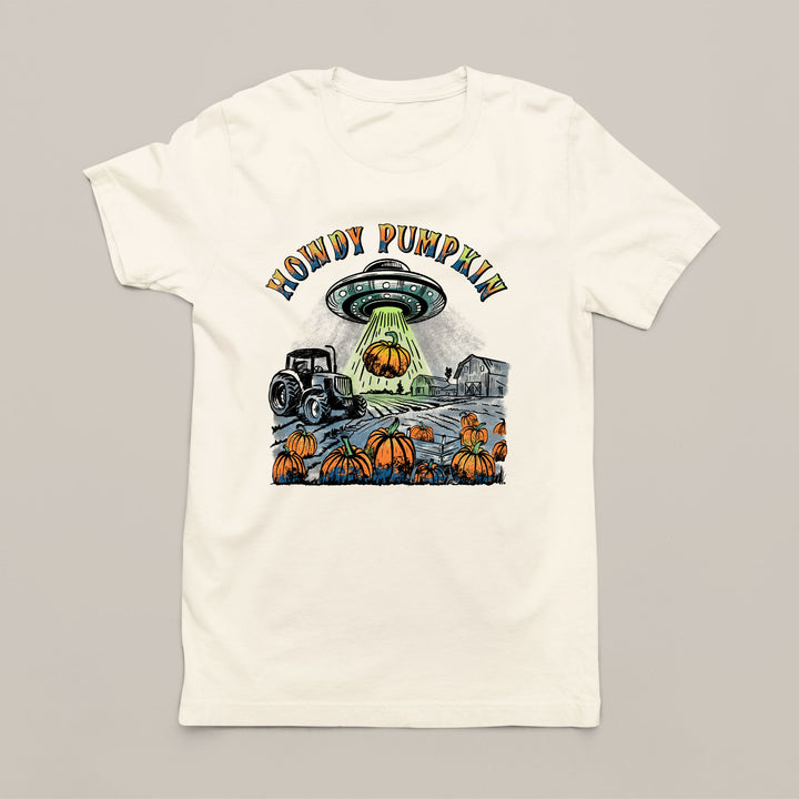 Fall T-Shirt - Howdy Pumpkin UFO Design