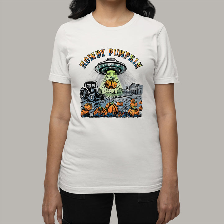 Fall T-Shirt - Howdy Pumpkin UFO Design