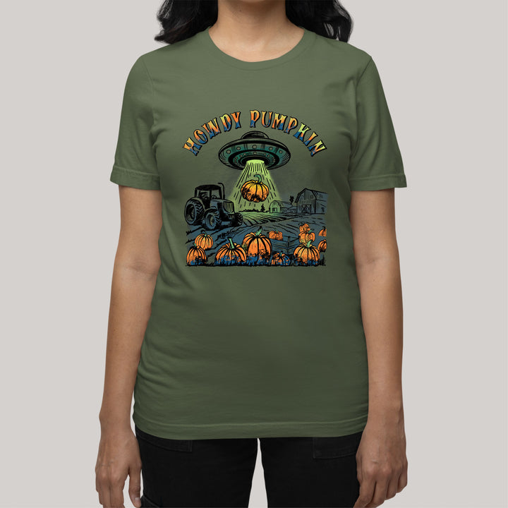 Fall T-Shirt - Howdy Pumpkin UFO Design