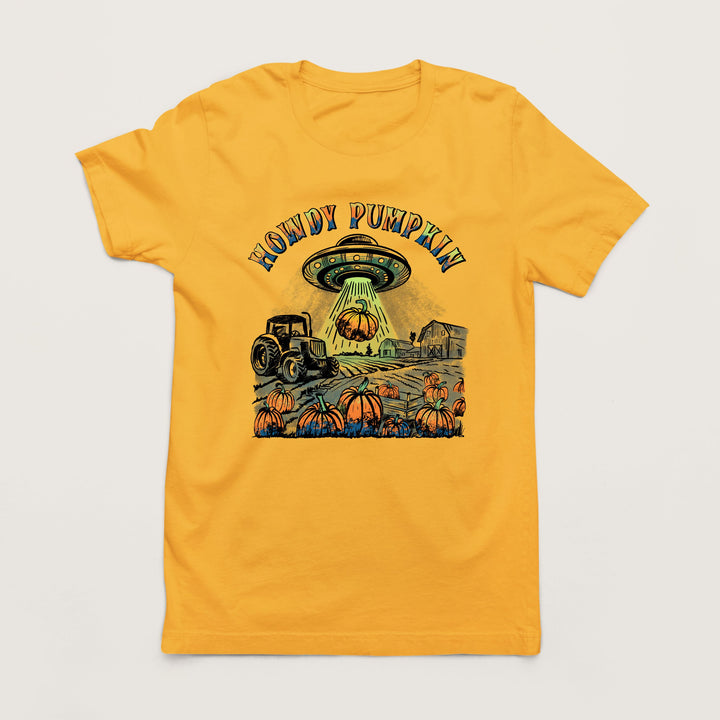 Fall T-Shirt - Howdy Pumpkin UFO Design