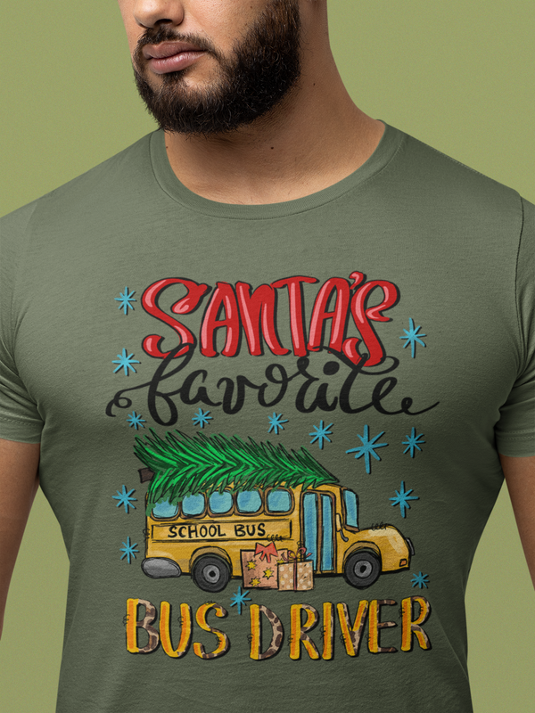Santa's Favorite Bus Driver T-shirt, Driver Life T-shirt, Bus Driver Shirt, Christmas T-shirt