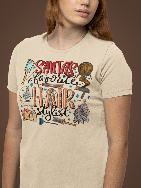 Santa's Favorite Hair Stylist T-shirt, Christmas Stylist T-shirt, Hair Stylist T-shirt