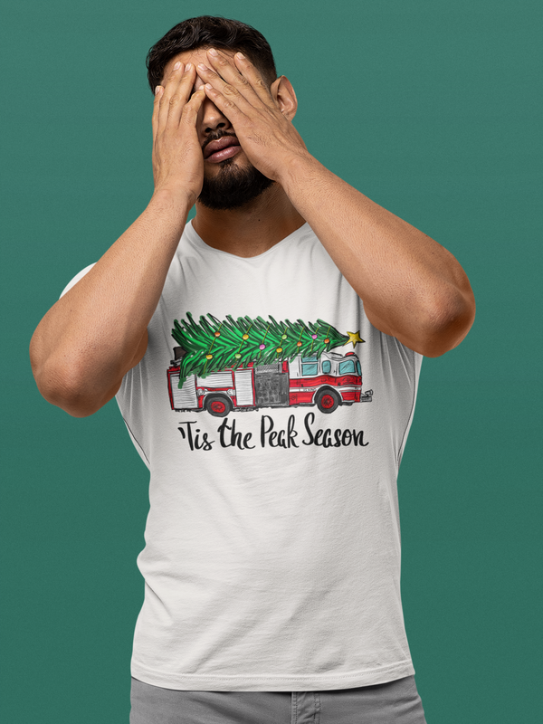 'Tis The Peak Season T-Shirt, Firetruck T-Shirt, Firefighter T-Shirt, Christmas T-Shirt