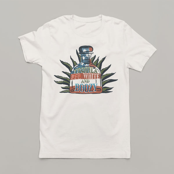 Women's Patriotic Tequila Red White Boozy T-Shirt