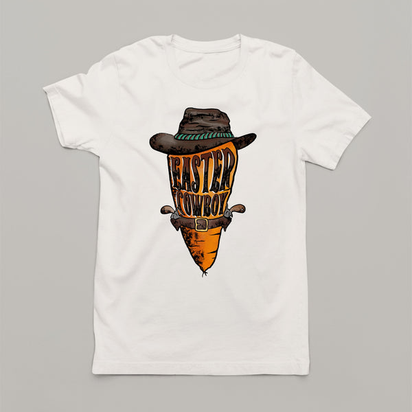 Easter Cowboy Chic: Women's Patriotic T-Shirt with Carrot in a Hat