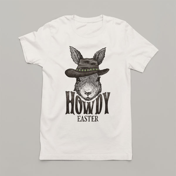 Howdy Easter: Women's Cowboy Patriotic T-Shirt with Bunny in a Hat