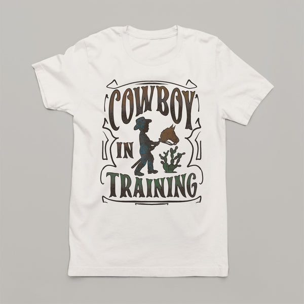 Cowboy in Training: Women's Country Western Patriotic T-Shirt with Little Buckaroo