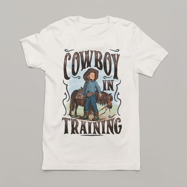 Cowboy in Training: Women's Country Western Patriotic T-Shirt with Horse