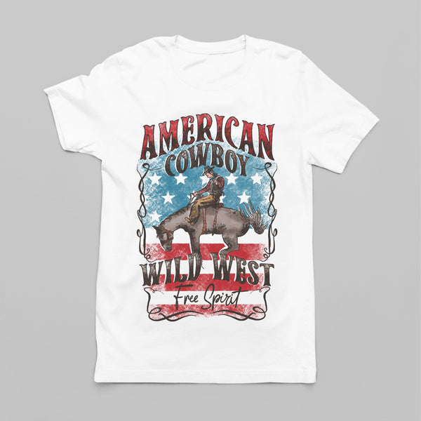 American Cowboy Wild West Free Spirit: Women's Country Western Patriotic T-Shirt