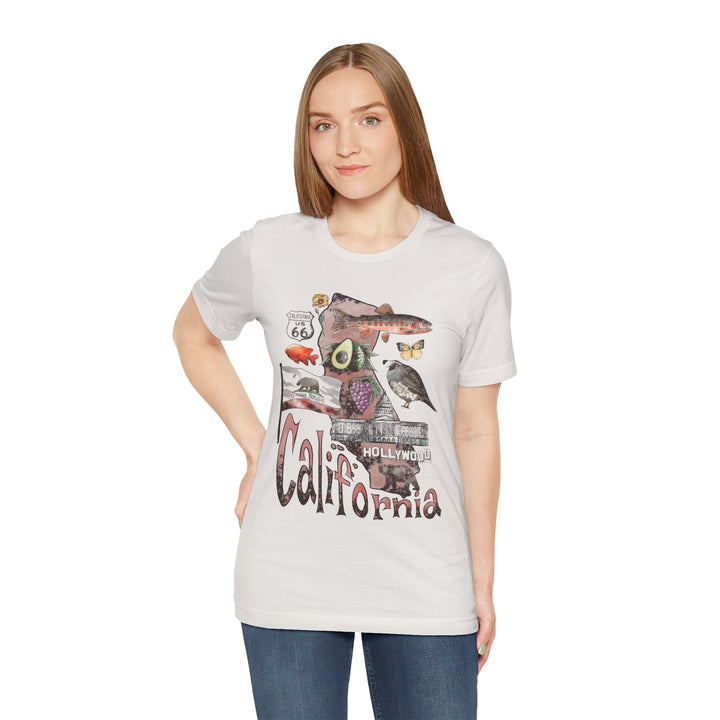 California Patriotic Women's T-Shirt with State Symbols