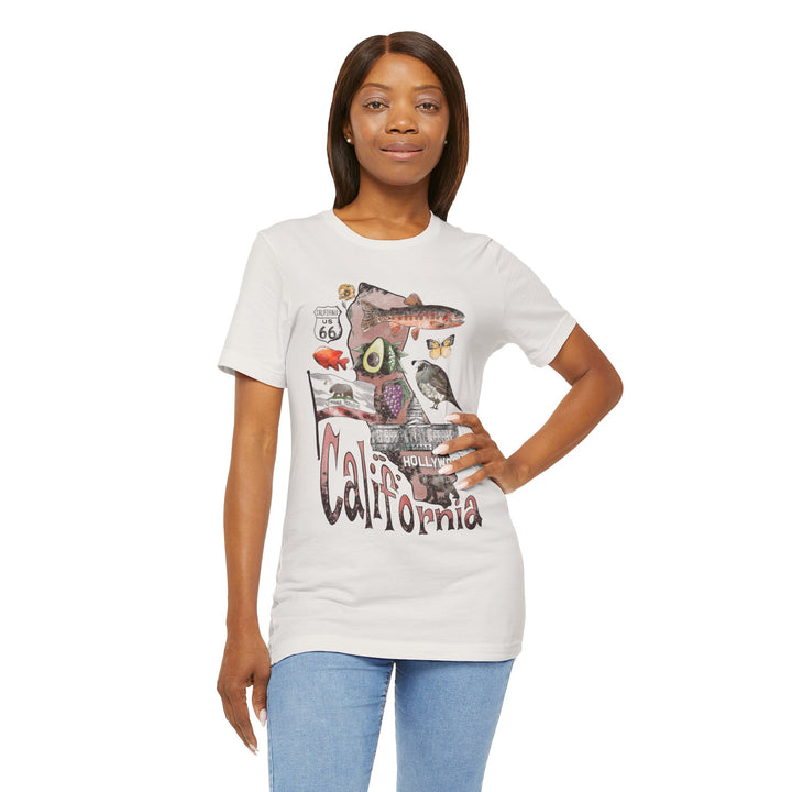 California Patriotic Women's T-Shirt with State Symbols