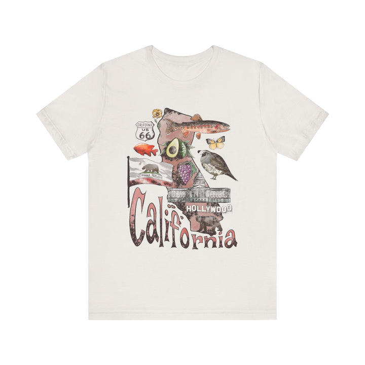 California Patriotic Women's T-Shirt with State Symbols