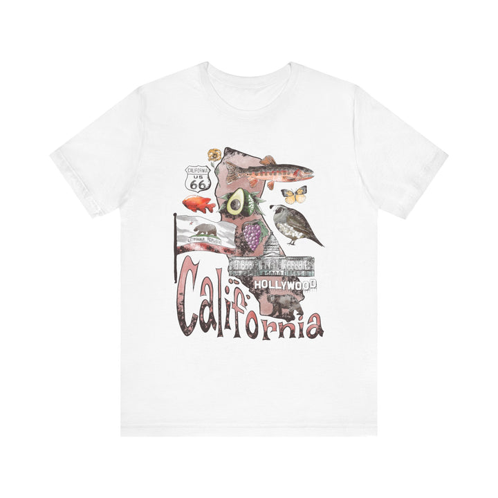 California Patriotic Women's T-Shirt with State Symbols