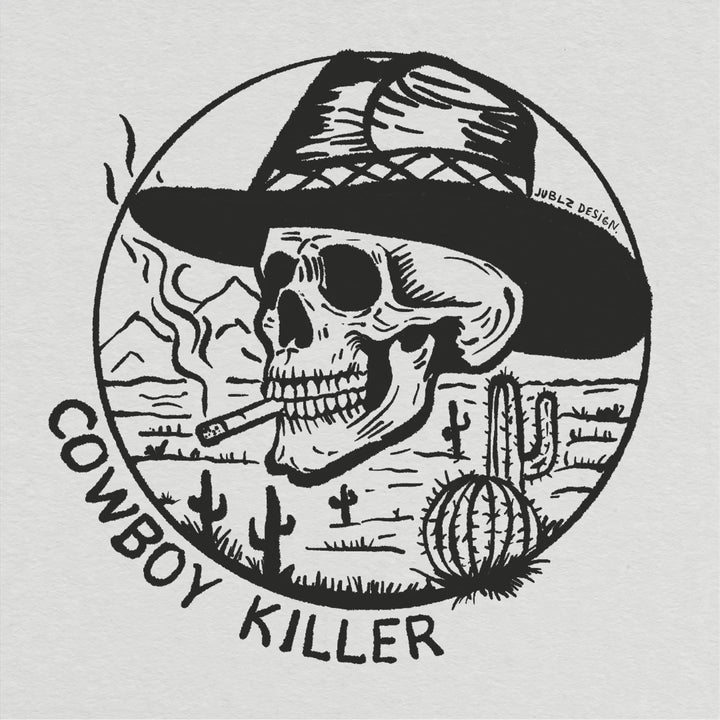 Women's Western T-Shirt - Cowboy Killer Skull Design