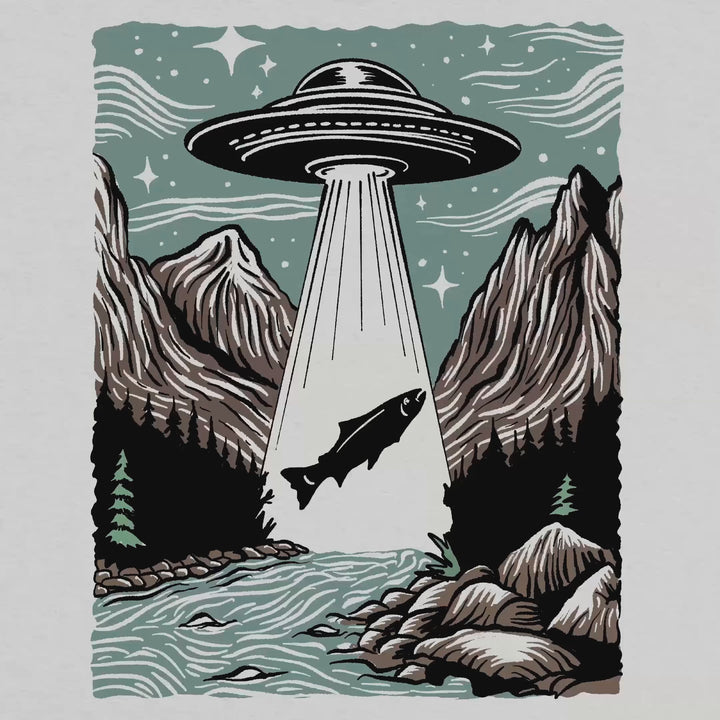 T-Shirt - UFO Abducting Trout Design