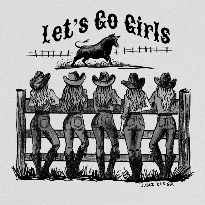 Women's Western T-Shirt | Let's Go Girls | Bull Rodeo Cowgirl Design