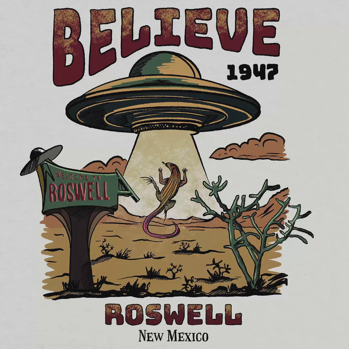 UFO T-Shirt - Believe Roswell New Mexico 1947