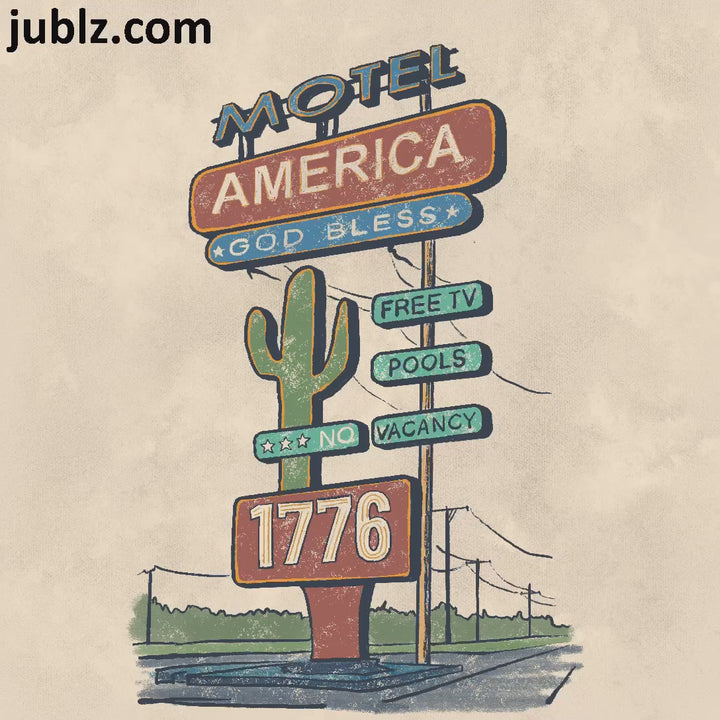 Motel America 1776 Road Sign