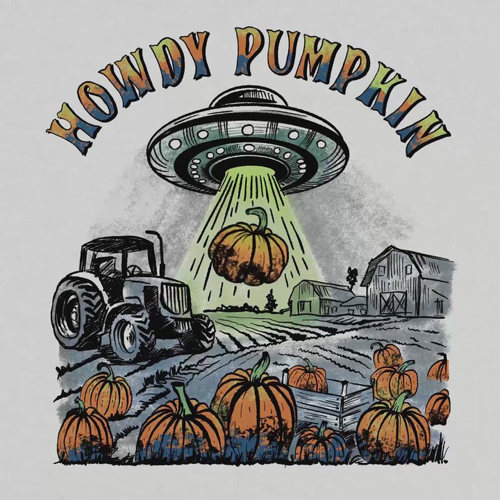 Fall T-Shirt - Howdy Pumpkin UFO Design