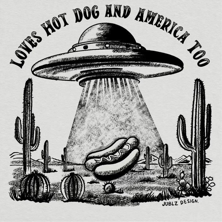 Women's Patriotic T-Shirt - Loves Hot Dog And America Too