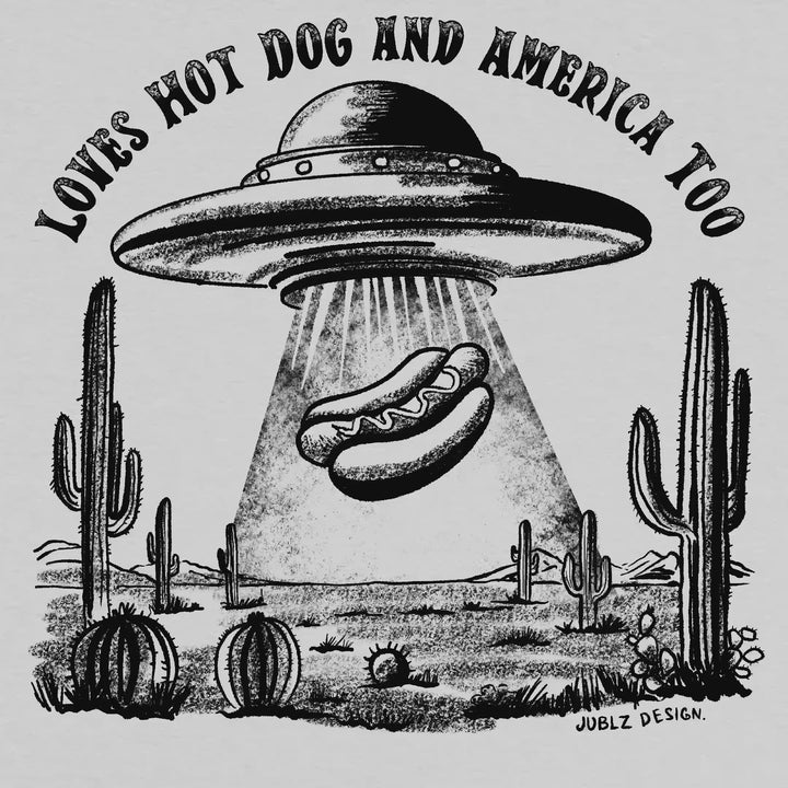 Women's Patriotic Western T-Shirt - Loves Hot Dog And America Too